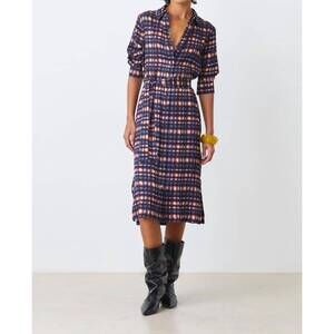 NEW SUNCOO robe cecily midi dress in bleu